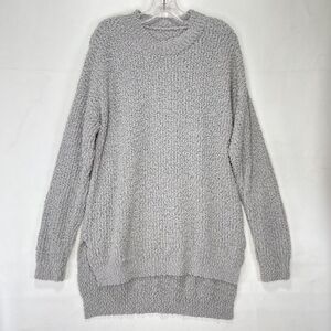 Women Sweater XL Cozy Knit Pullover Gray Crew Neck Chic